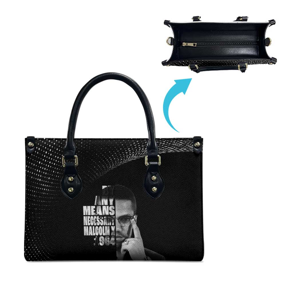 Malcolm X El-Hajj Malik El-Shabazz Leather Bag By Any Means Necessary - Wonder Print Shop