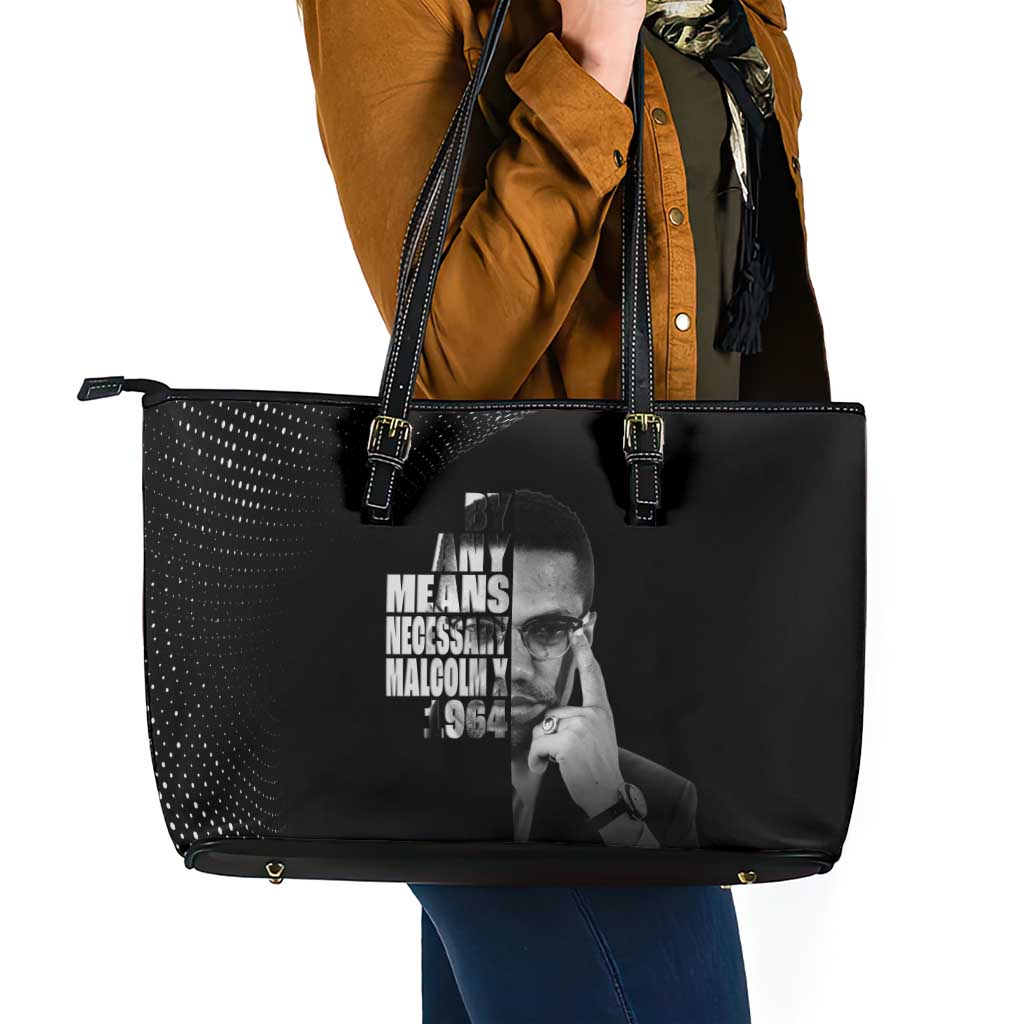 Malcolm X El-Hajj Malik El-Shabazz Leather Tote Bag By Any Means Necessary - Wonder Print Shop