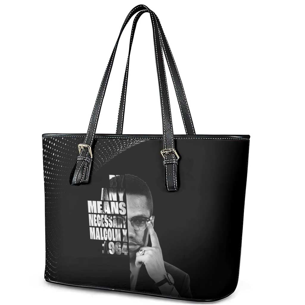 Malcolm X El-Hajj Malik El-Shabazz Leather Tote Bag By Any Means Necessary - Wonder Print Shop