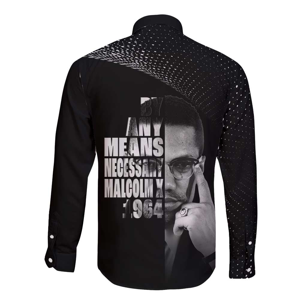 Malcolm X El-Hajj Malik El-Shabazz Long Sleeve Button Shirt By Any Means Necessary - Wonder Print Shop
