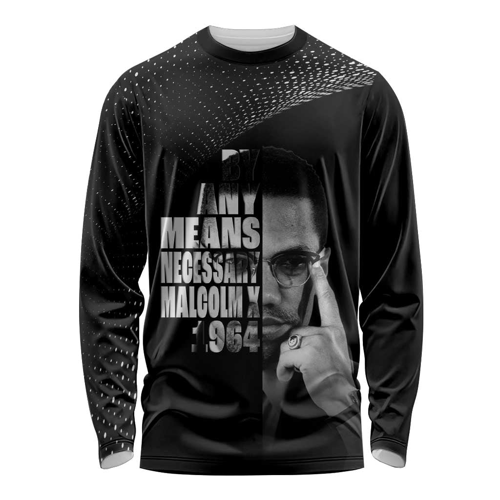 Malcolm X El-Hajj Malik El-Shabazz Long Sleeve Shirt By Any Means Necessary - Wonder Print Shop
