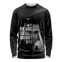 Malcolm X El-Hajj Malik El-Shabazz Long Sleeve Shirt By Any Means Necessary - Wonder Print Shop