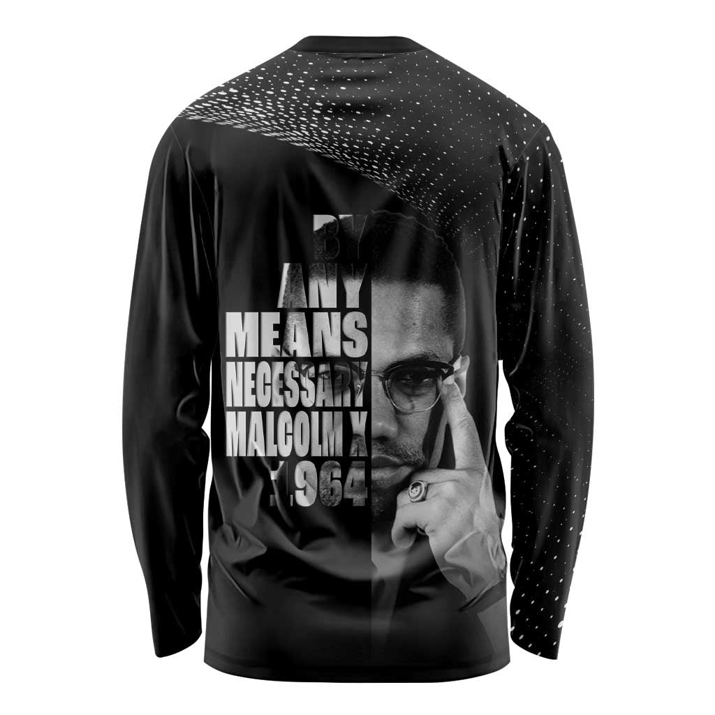 Malcolm X El-Hajj Malik El-Shabazz Long Sleeve Shirt By Any Means Necessary - Wonder Print Shop