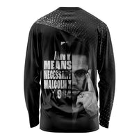 Malcolm X El-Hajj Malik El-Shabazz Long Sleeve Shirt By Any Means Necessary - Wonder Print Shop