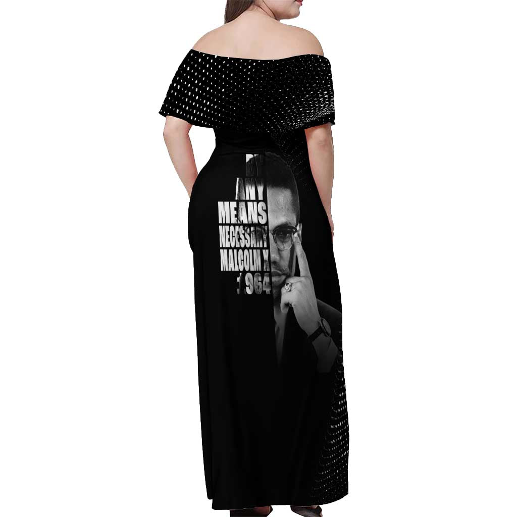 Malcolm X El-Hajj Malik El-Shabazz Off Shoulder Maxi Dress By Any Means Necessary - Wonder Print Shop