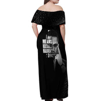 Malcolm X El-Hajj Malik El-Shabazz Off Shoulder Maxi Dress By Any Means Necessary - Wonder Print Shop