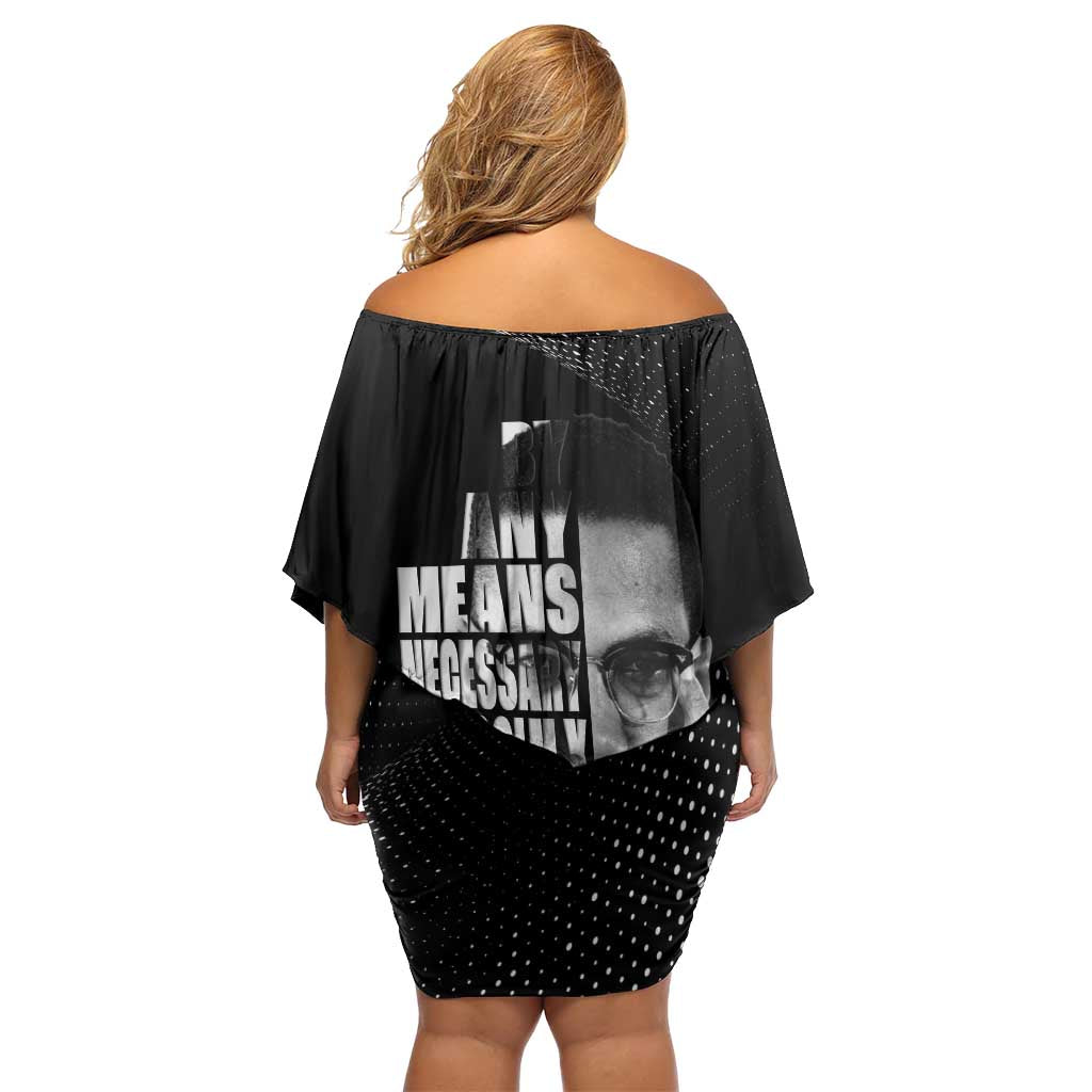 Malcolm X El-Hajj Malik El-Shabazz Off Shoulder Short Dress By Any Means Necessary - Wonder Print Shop