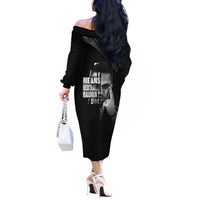 Malcolm X El-Hajj Malik El-Shabazz Off The Shoulder Long Sleeve Dress By Any Means Necessary - Wonder Print Shop