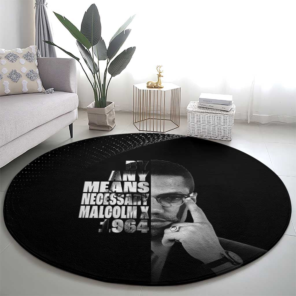 Malcolm X El-Hajj Malik El-Shabazz Round Carpet By Any Means Necessary - Wonder Print Shop