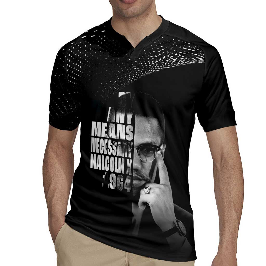 Malcolm X El-Hajj Malik El-Shabazz Rugby Jersey By Any Means Necessary - Wonder Print Shop