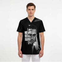 Malcolm X El-Hajj Malik El-Shabazz Scrub Top By Any Means Necessary - Wonder Print Shop