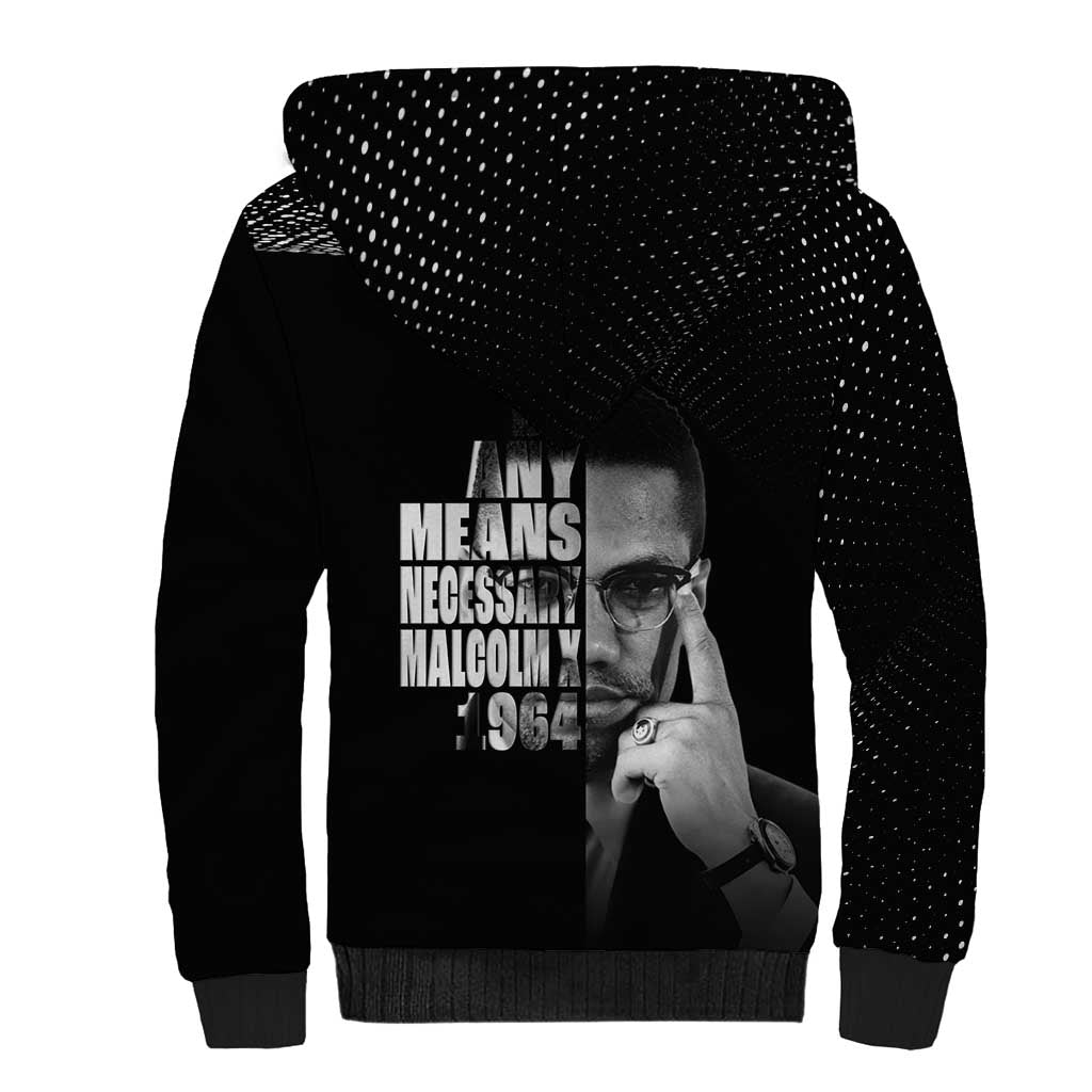 Malcolm X El-Hajj Malik El-Shabazz Sherpa Hoodie By Any Means Necessary - Wonder Print Shop