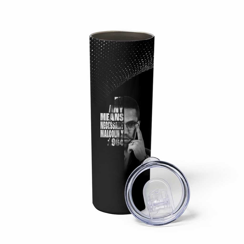 Malcolm X El-Hajj Malik El-Shabazz Skinny Tumbler By Any Means Necessary - Wonder Print Shop