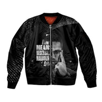 Malcolm X El-Hajj Malik El-Shabazz Sleeve Zip Bomber Jacket By Any Means Necessary - Wonder Print Shop