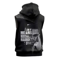 Malcolm X El-Hajj Malik El-Shabazz Sleeveless Hoodie By Any Means Necessary - Wonder Print Shop