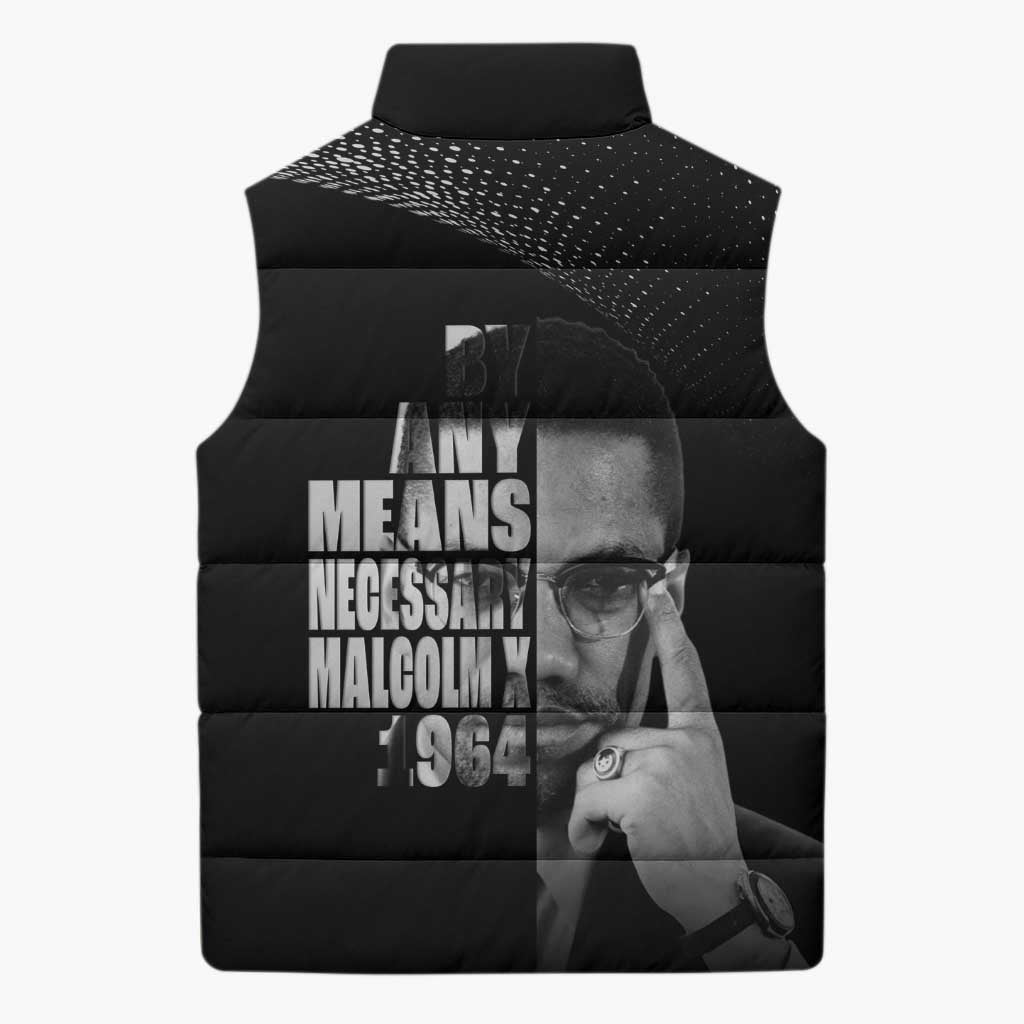 Malcolm X El-Hajj Malik El-Shabazz Sleeveless Puffer Jacket By Any Means Necessary - Wonder Print Shop