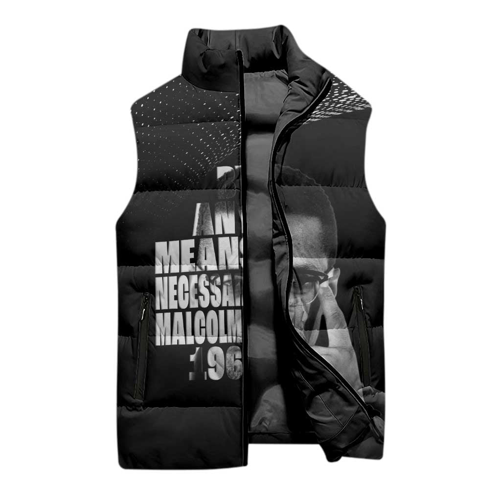 Malcolm X El-Hajj Malik El-Shabazz Sleeveless Puffer Jacket By Any Means Necessary - Wonder Print Shop
