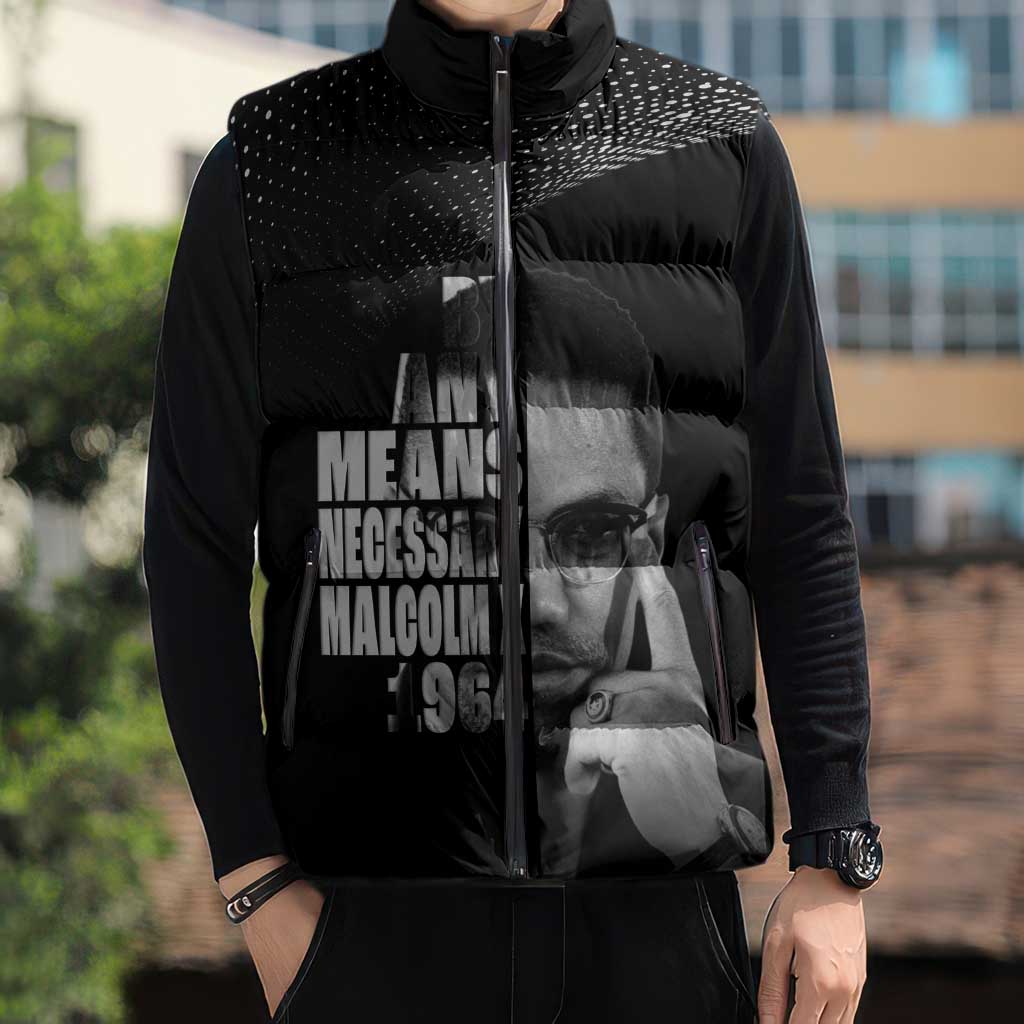 Malcolm X El-Hajj Malik El-Shabazz Sleeveless Puffer Jacket By Any Means Necessary - Wonder Print Shop