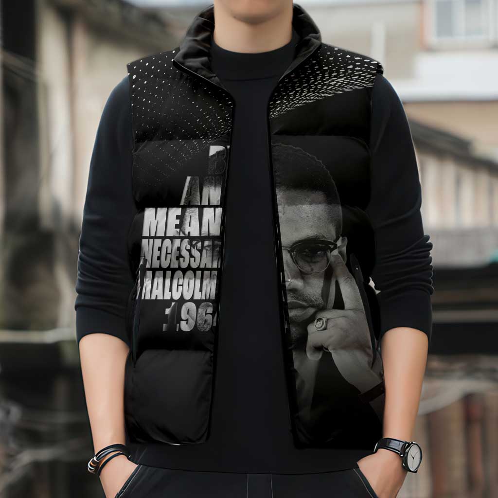 Malcolm X El-Hajj Malik El-Shabazz Sleeveless Puffer Jacket By Any Means Necessary - Wonder Print Shop