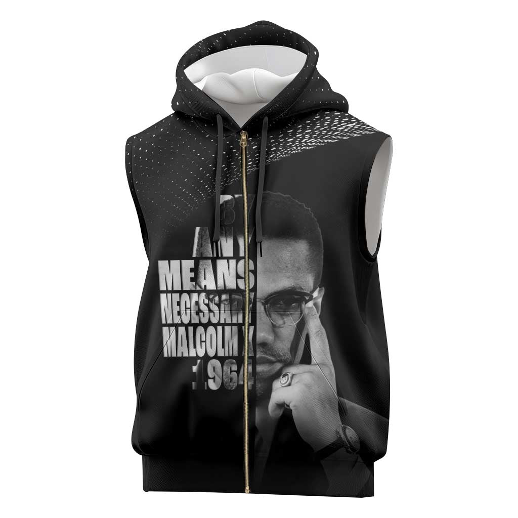 Malcolm X El-Hajj Malik El-Shabazz Sleeveless Zip Hoodie By Any Means Necessary - Wonder Print Shop