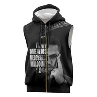 Malcolm X El-Hajj Malik El-Shabazz Sleeveless Zip Hoodie By Any Means Necessary - Wonder Print Shop