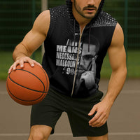 Malcolm X El-Hajj Malik El-Shabazz Sleeveless Zip Hoodie By Any Means Necessary - Wonder Print Shop