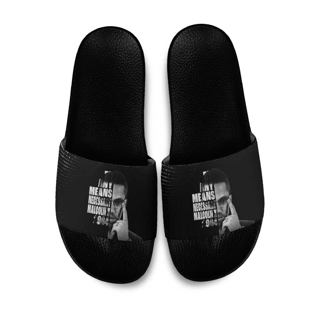 Malcolm X El-Hajj Malik El-Shabazz Slide Sandals By Any Means Necessary - Wonder Print Shop