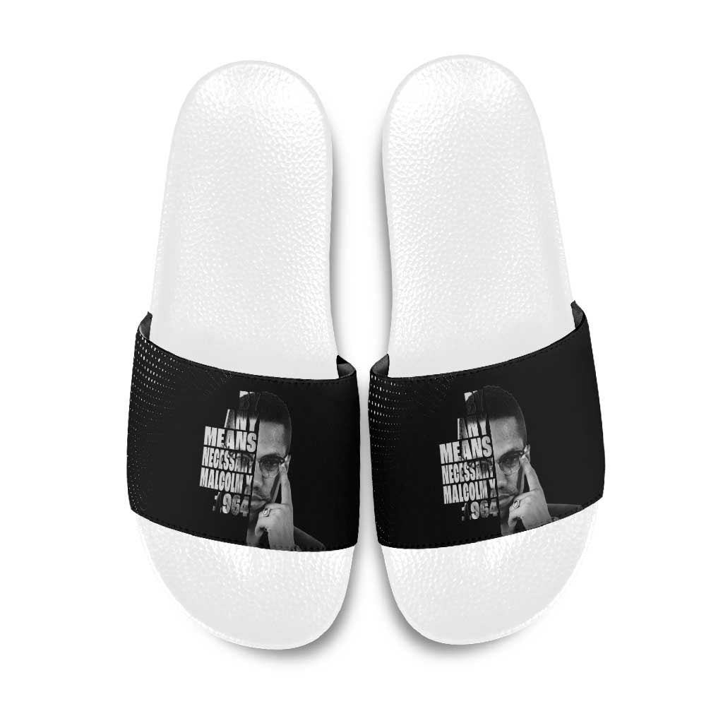 Malcolm X El-Hajj Malik El-Shabazz Slide Sandals By Any Means Necessary - Wonder Print Shop