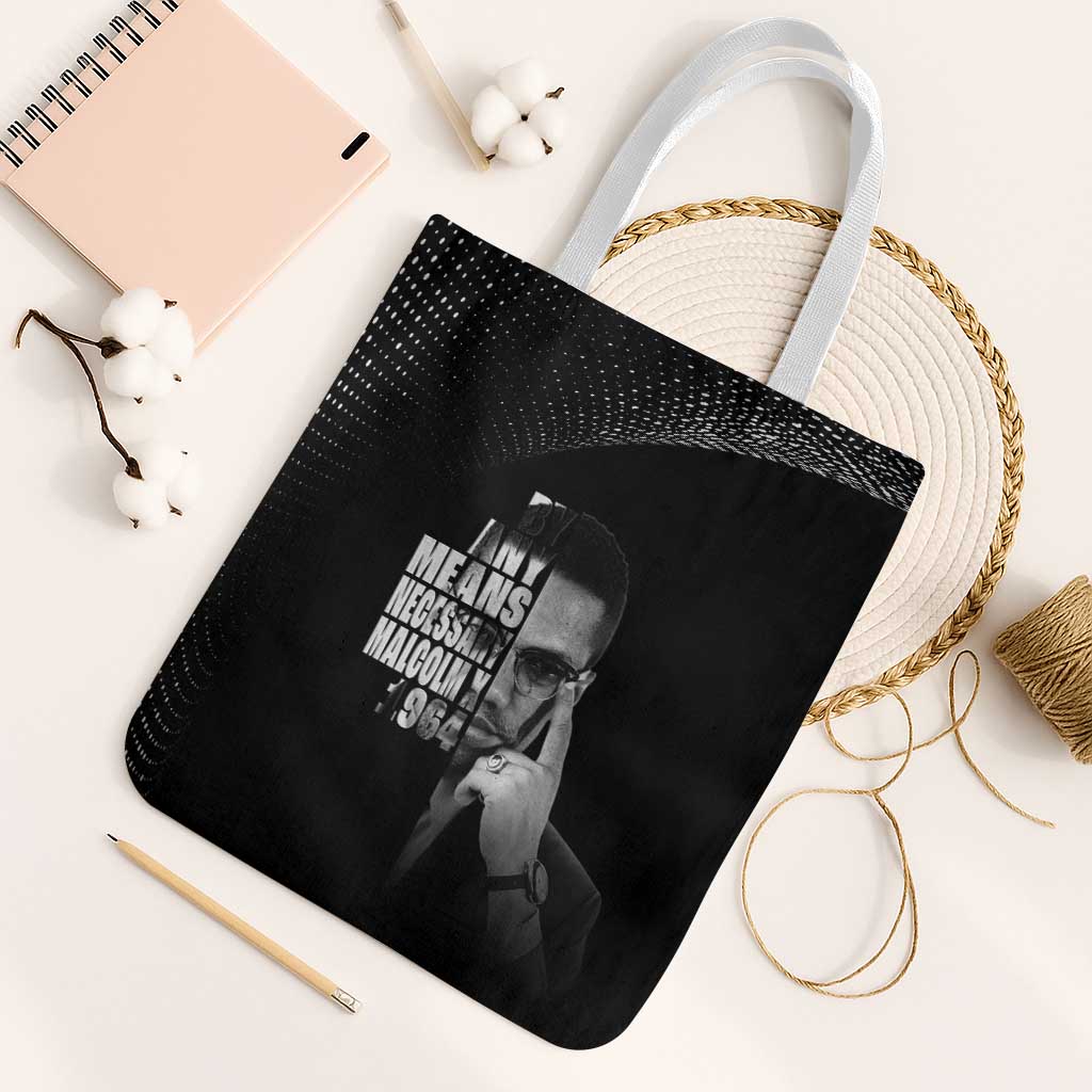 Malcolm X El-Hajj Malik El-Shabazz Tote Bag By Any Means Necessary - Wonder Print Shop