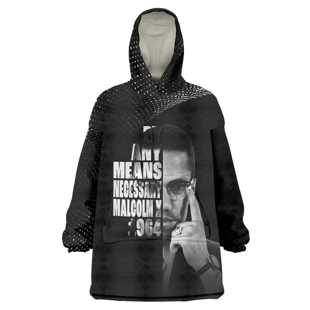 Malcolm X El-Hajj Malik El-Shabazz Wearable Blanket Hoodie By Any Means Necessary - Wonder Print Shop