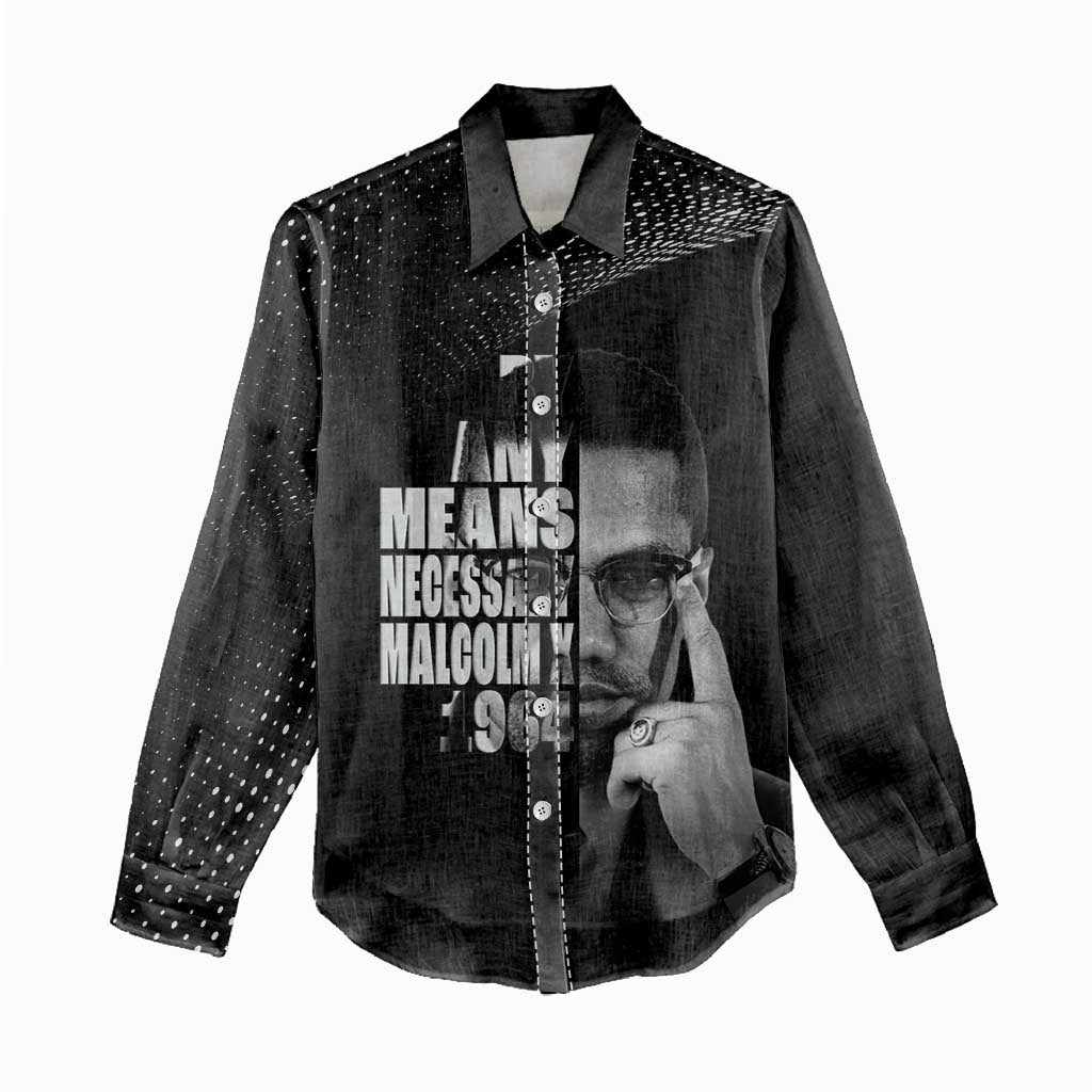 Malcolm X El-Hajj Malik El-Shabazz Women Casual Shirt By Any Means Necessary - Wonder Print Shop