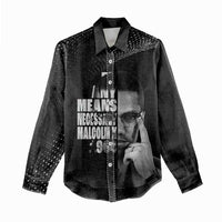 Malcolm X El-Hajj Malik El-Shabazz Women Casual Shirt By Any Means Necessary - Wonder Print Shop