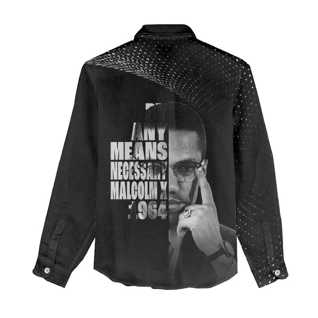 Malcolm X El-Hajj Malik El-Shabazz Women Casual Shirt By Any Means Necessary - Wonder Print Shop