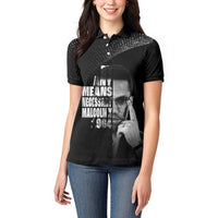 Malcolm X El-Hajj Malik El-Shabazz Women Polo Shirt By Any Means Necessary - Wonder Print Shop