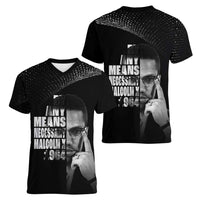 Malcolm X El-Hajj Malik El-Shabazz Women V-Neck T-Shirt By Any Means Necessary - Wonder Print Shop