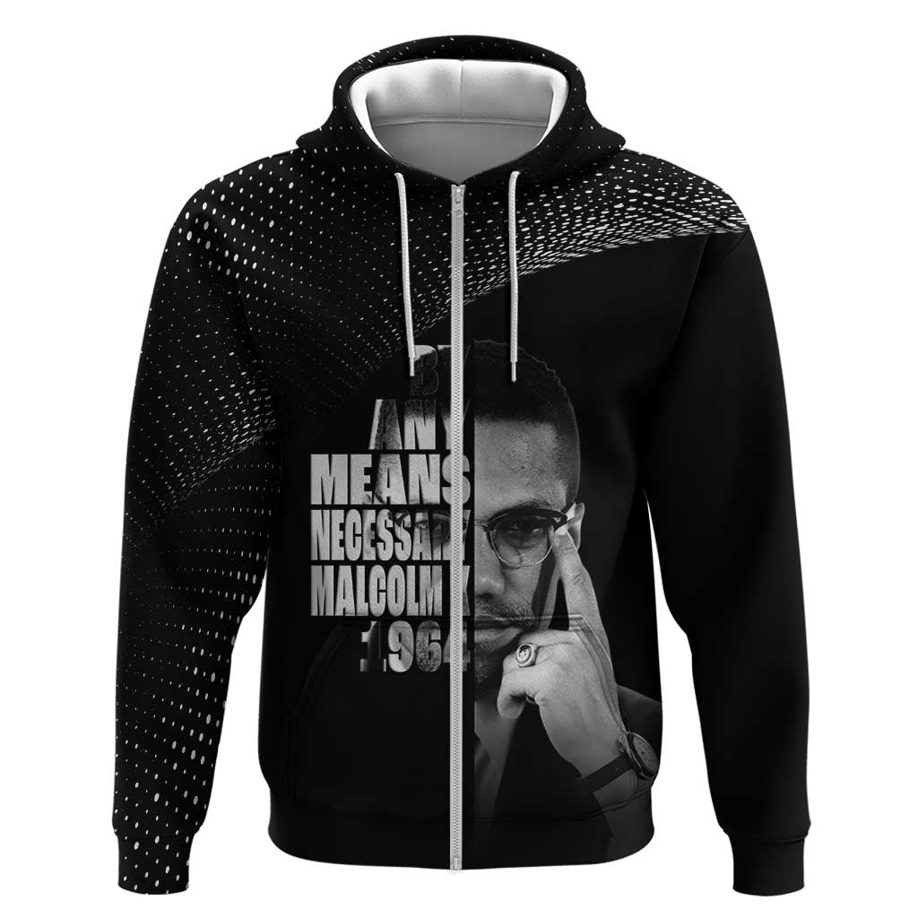 Malcolm X El-Hajj Malik El-Shabazz Zip Hoodie By Any Means Necessary - Wonder Print Shop