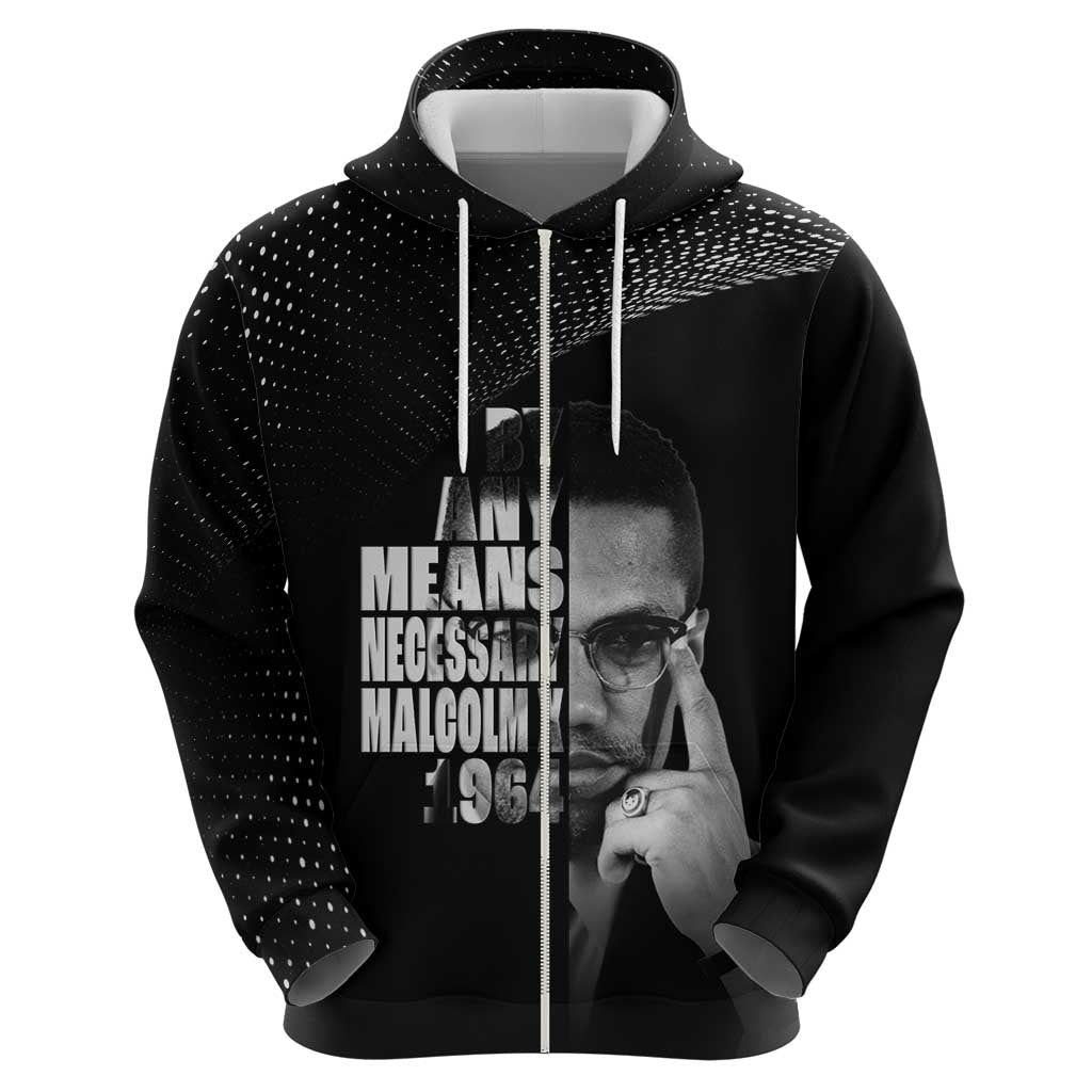 Malcolm X El-Hajj Malik El-Shabazz Zip Hoodie By Any Means Necessary - Wonder Print Shop