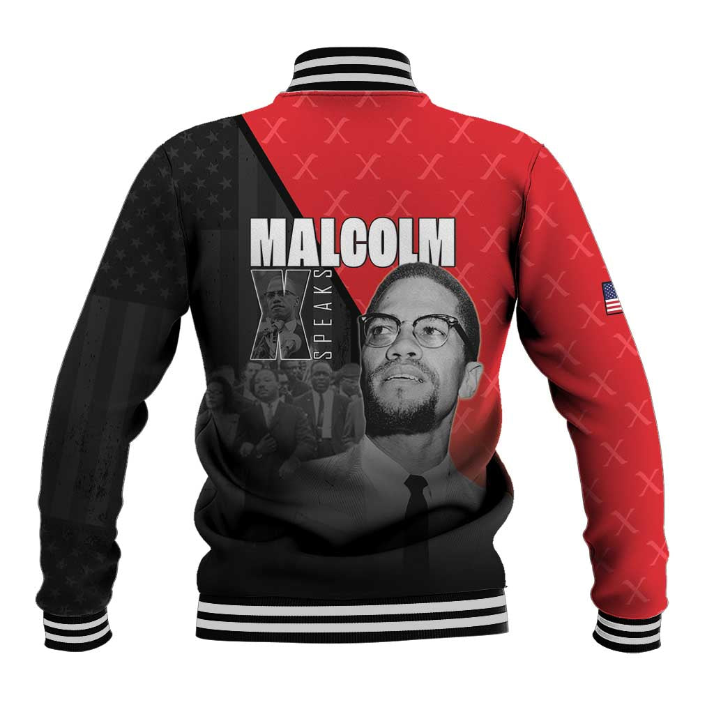 African America Heroes Baseball Jacket Malcolm X Speaks - Wonder Print Shop