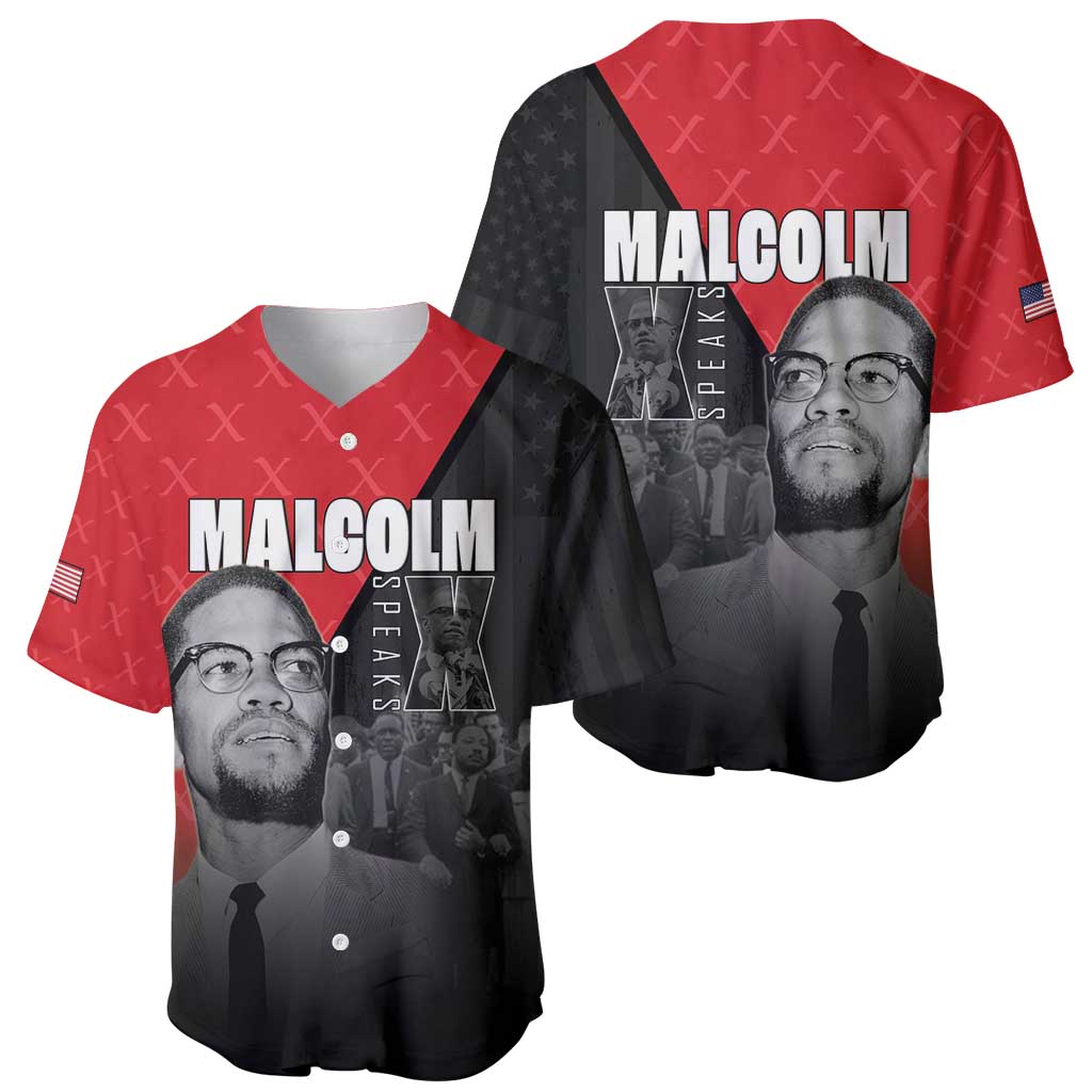 African America Heroes Baseball Jersey Malcolm X Speaks - Wonder Print Shop