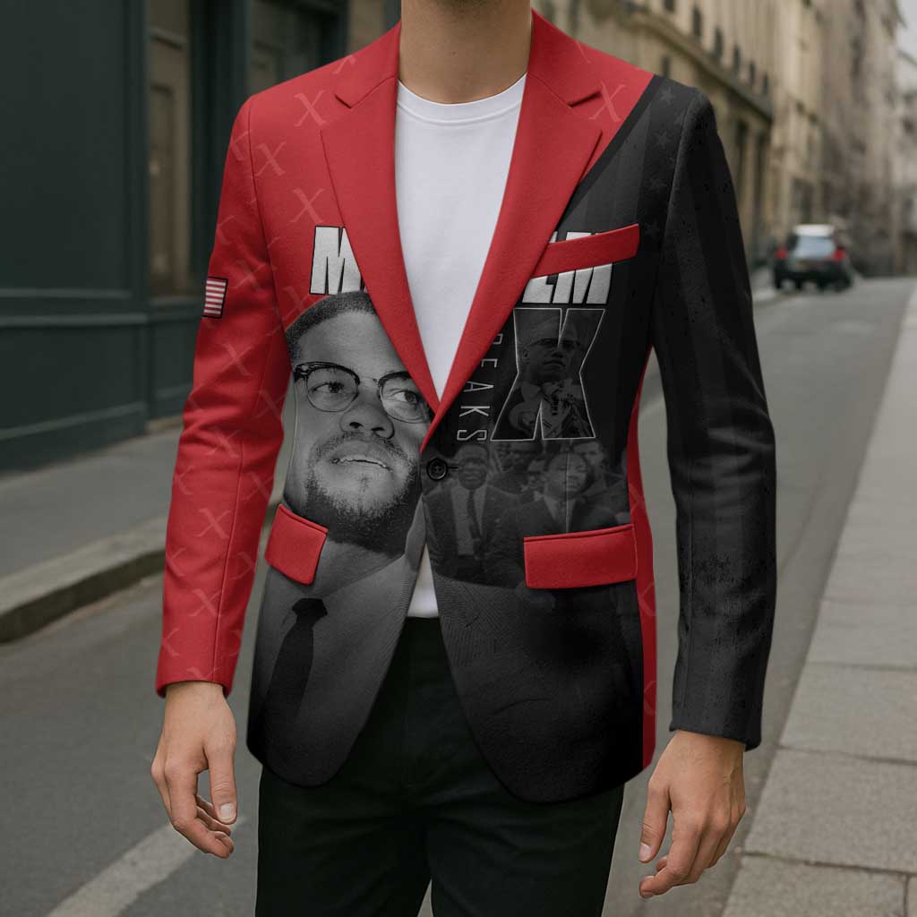 African America Heroes Blazer Malcolm X Speaks - Wonder Print Shop