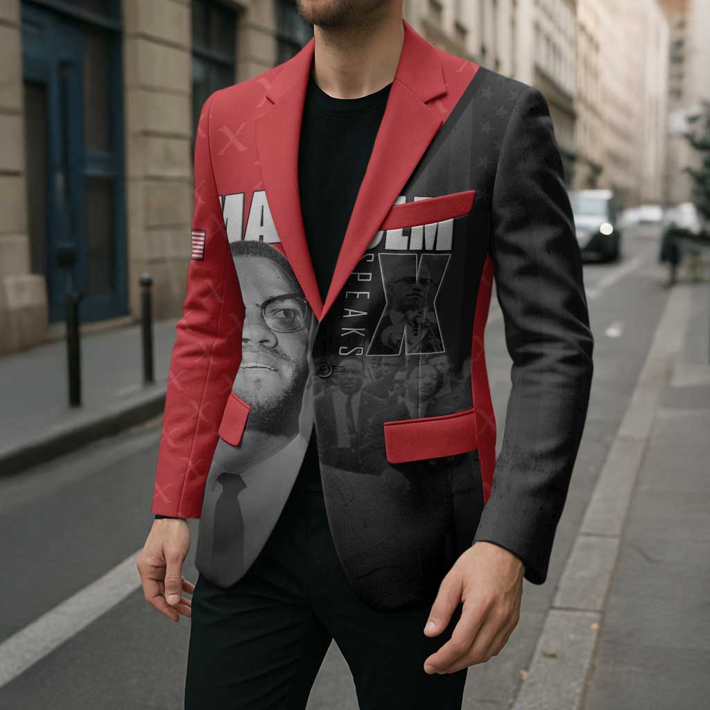 African America Heroes Blazer Malcolm X Speaks - Wonder Print Shop
