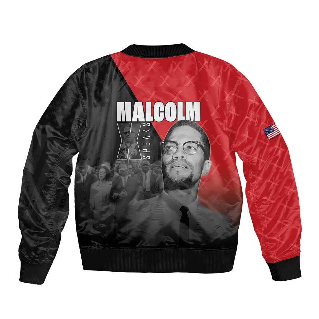 African America Heroes Bomber Jacket Malcolm X Speaks - Wonder Print Shop