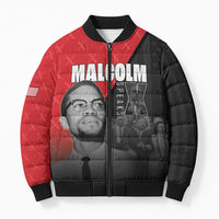 African America Heroes Bomber Puffer Jacket Malcolm X Speaks - Wonder Print Shop