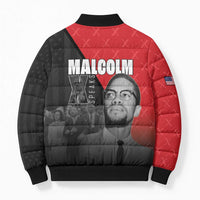 African America Heroes Bomber Puffer Jacket Malcolm X Speaks - Wonder Print Shop