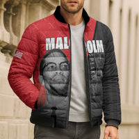 African America Heroes Bomber Puffer Jacket Malcolm X Speaks - Wonder Print Shop