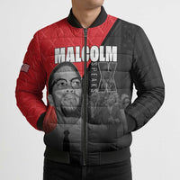 African America Heroes Bomber Puffer Jacket Malcolm X Speaks - Wonder Print Shop