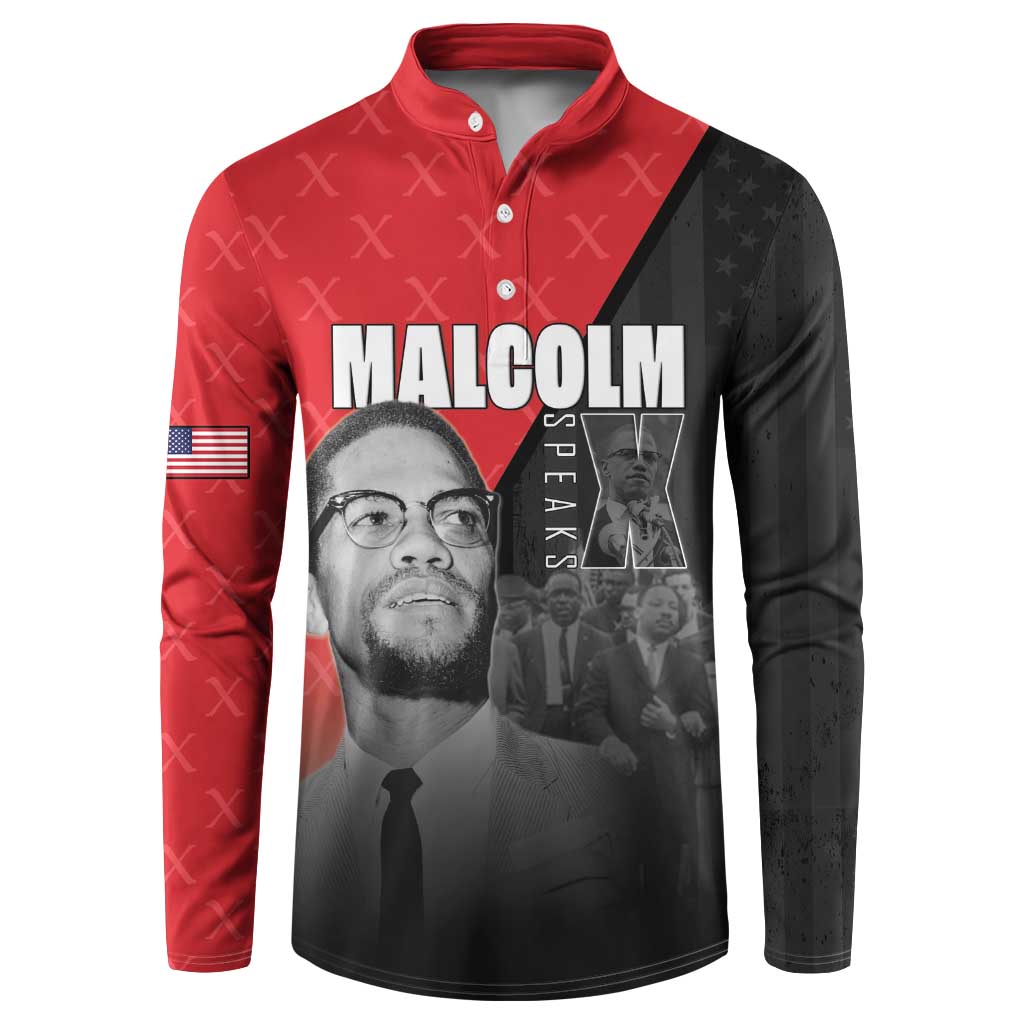African America Heroes Button Sweatshirt Malcolm X Speaks - Wonder Print Shop