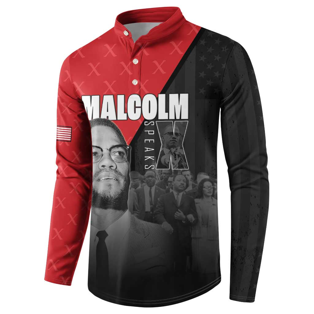 African America Heroes Button Sweatshirt Malcolm X Speaks - Wonder Print Shop