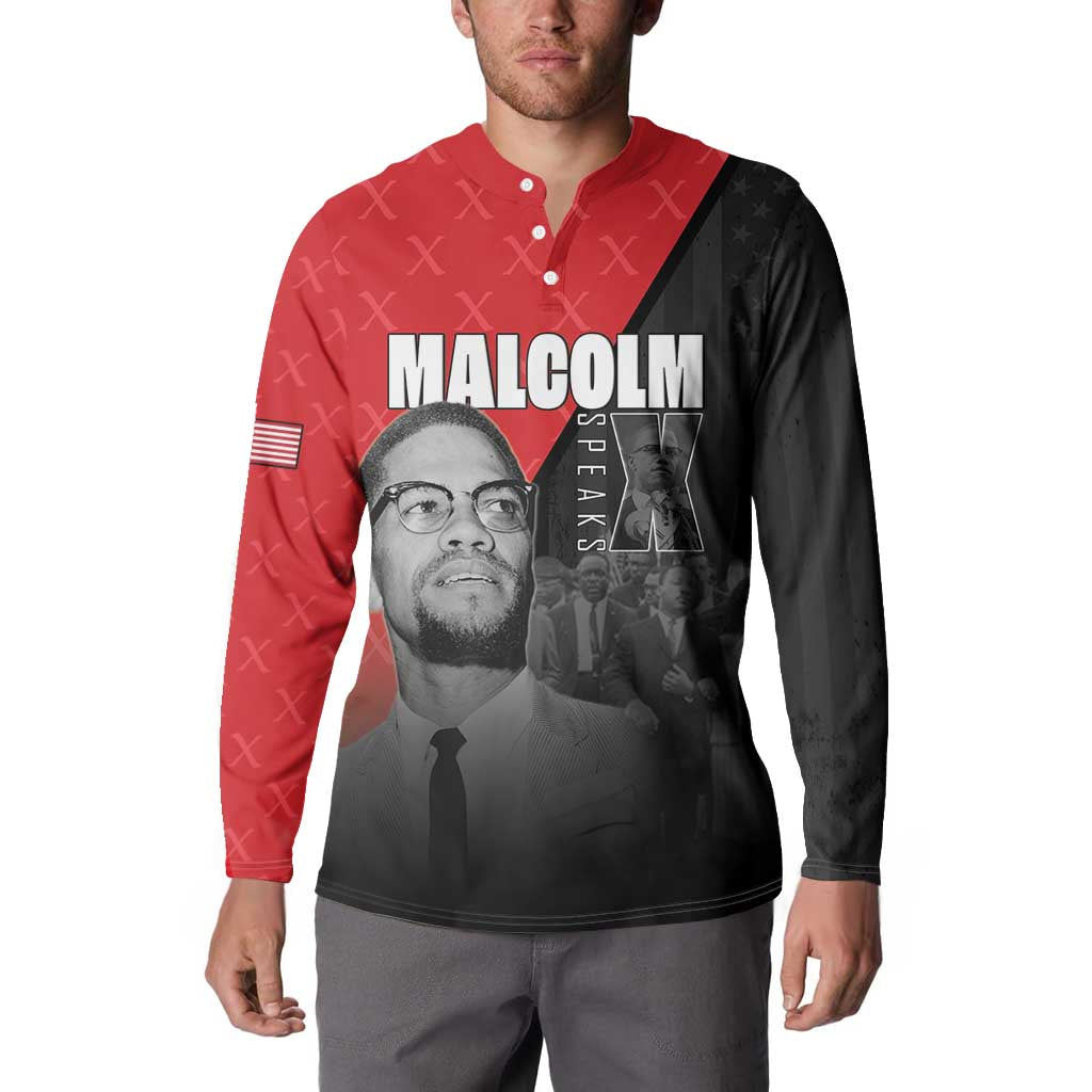 African America Heroes Button Sweatshirt Malcolm X Speaks - Wonder Print Shop
