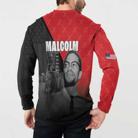 African America Heroes Button Sweatshirt Malcolm X Speaks - Wonder Print Shop